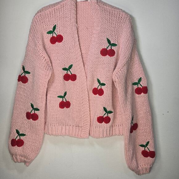Altar'd State Sweaters - Altar'd State Women's Pink Sweater With Cherry Embroidery. Size XL.